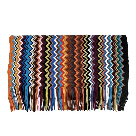 Missoni Scarpia Knit Scarf 18” x 79”Wool Blend Zigzag Multicolor Chevron New NWT - Picture 1 of 9